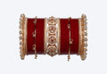 Royal Red Bridal Chura Set with Premium Kundan Center Kada & Designer Stone Bangles