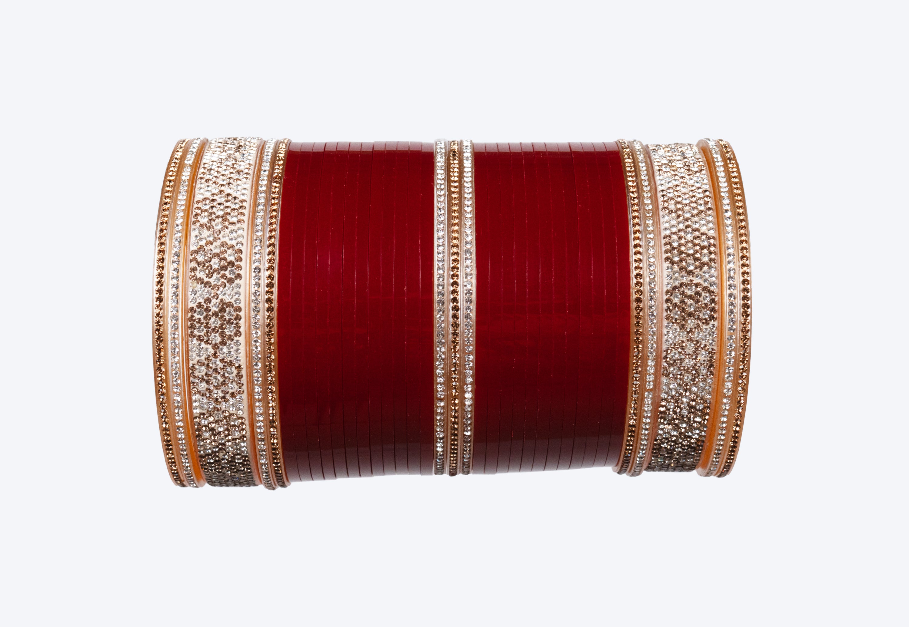 Premium Red Bridal Chura Set with Crystal Stone Designer Bangles
