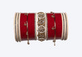 Royal Red Bridal Chura Set with Kundan Center Kada & Hanging Bangles