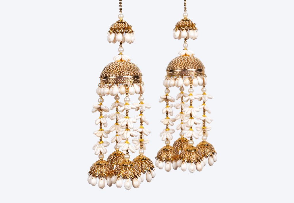 Boho Shell & Cascading Cowrie Pearl Bridal Kaleerein
