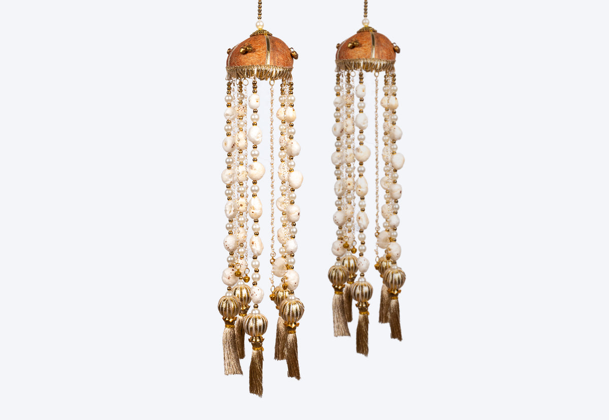Rustic Coconut Shell, Makhana & Metallic Tassel Eco-Bridal Kaleerein