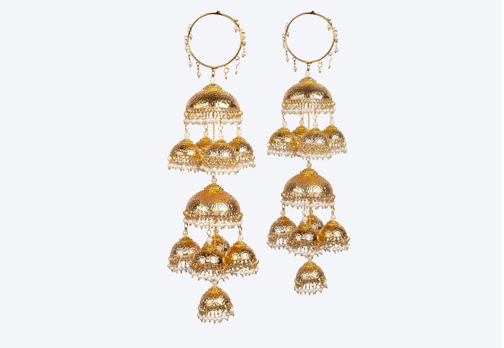 Imperial Textured Gold Multi-Tiered Chandelier Bridal Kaleerein