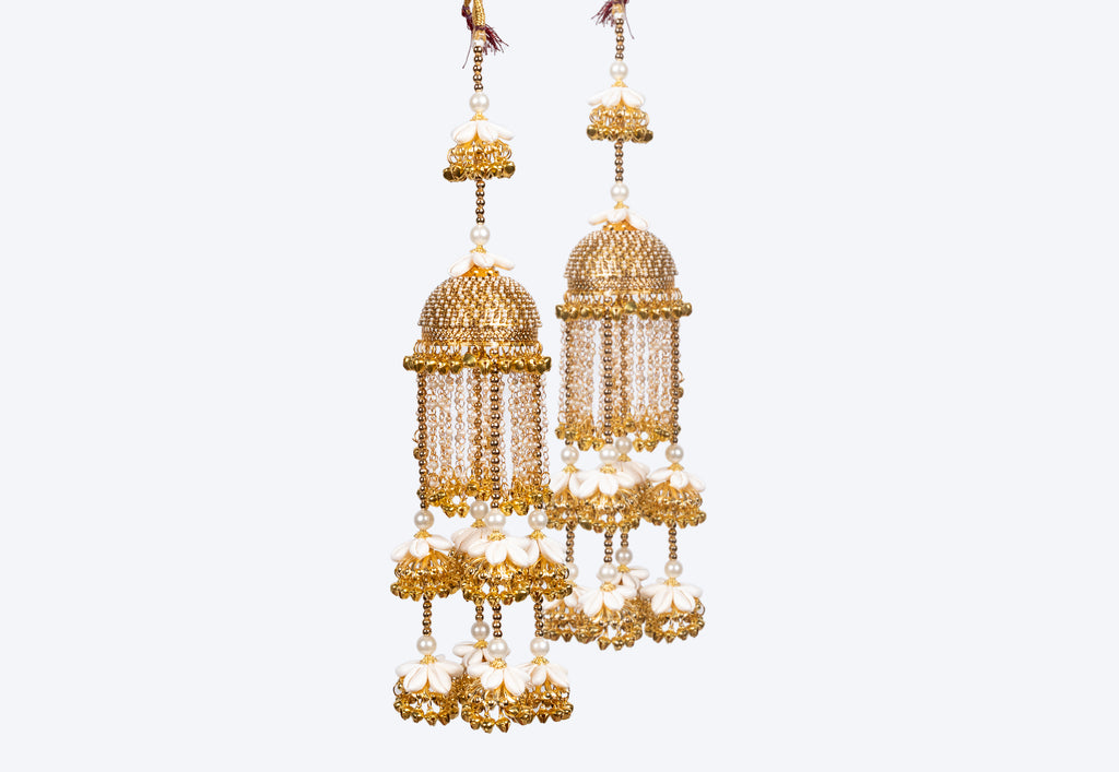 Royal Pearl & Shell Tiered Jhumka Bridal Kaleerein