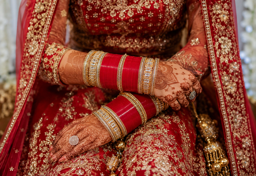 Luxury Red Bridal Chura Set with CZ Stone Designer Bangles