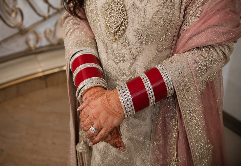 Premium Red Bridal Chura Set with Silver CZ Stone Designer Bangles
