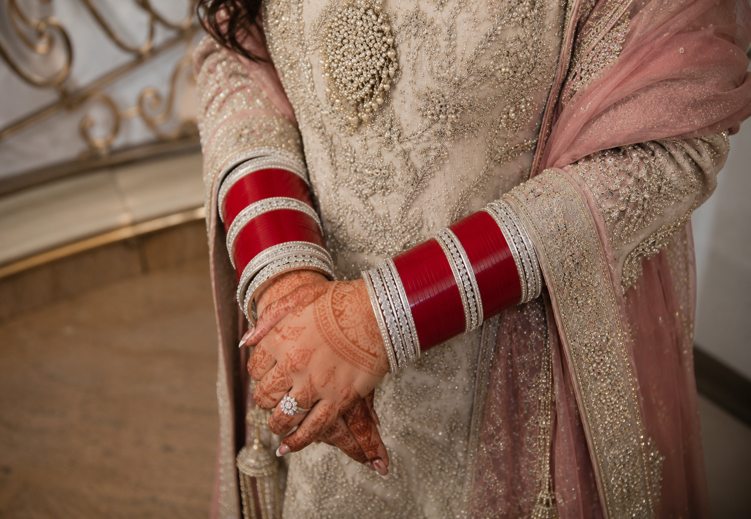Premium Red Bridal Chura Set with Silver CZ Stone Designer Bangles