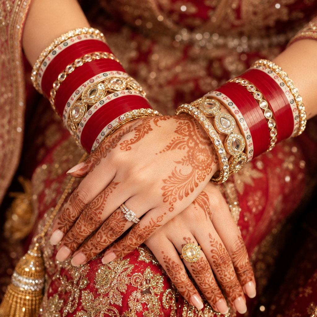 Royal Kundan & Evil Eye Accent Bridal Chooda Set