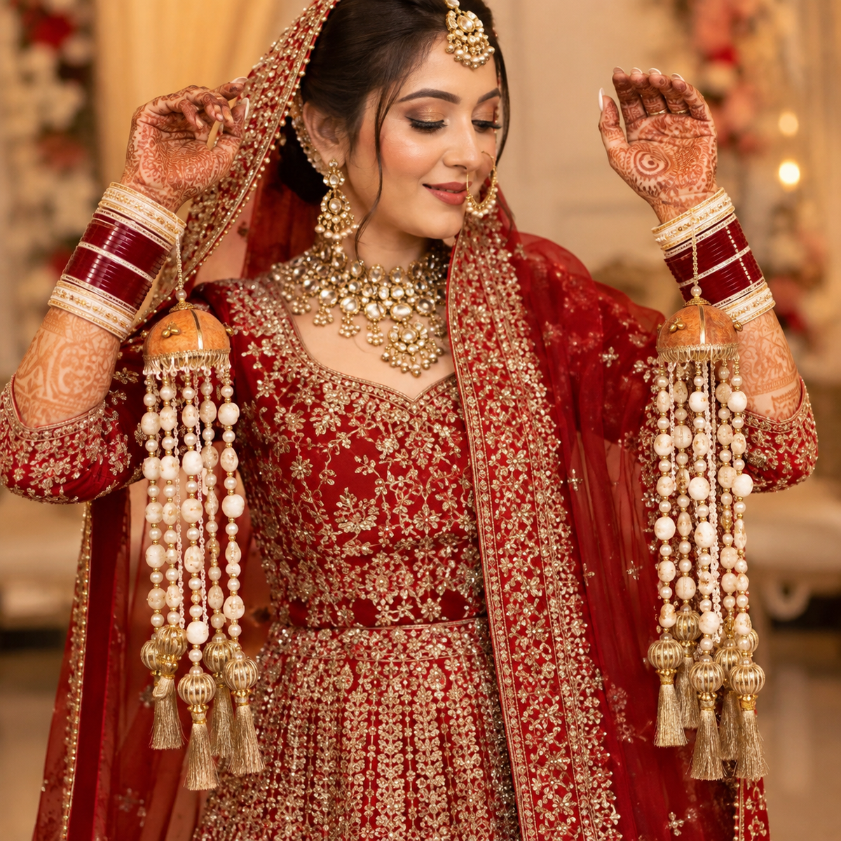 Rustic Coconut Shell, Makhana & Metallic Tassel Eco-Bridal Kaleerein