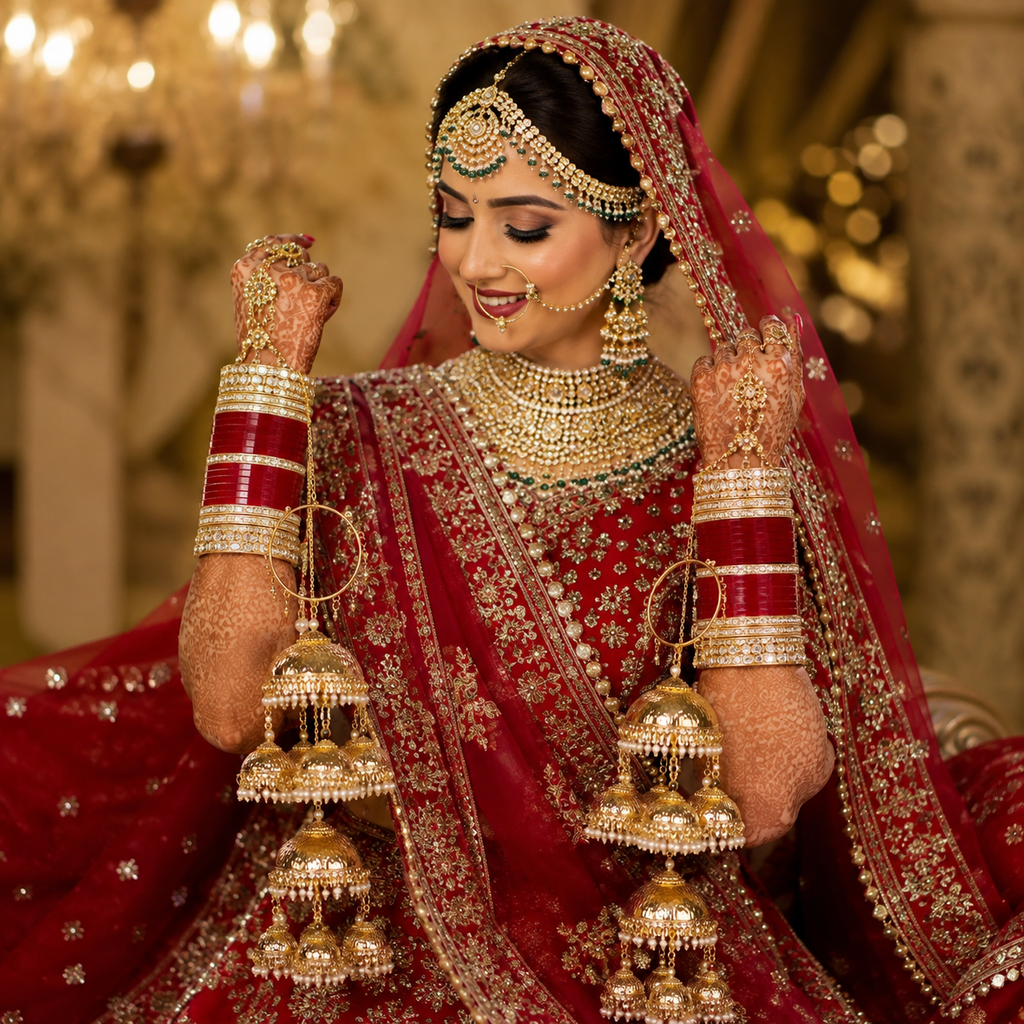 Imperial Textured Gold Multi-Tiered Chandelier Bridal Kaleerein