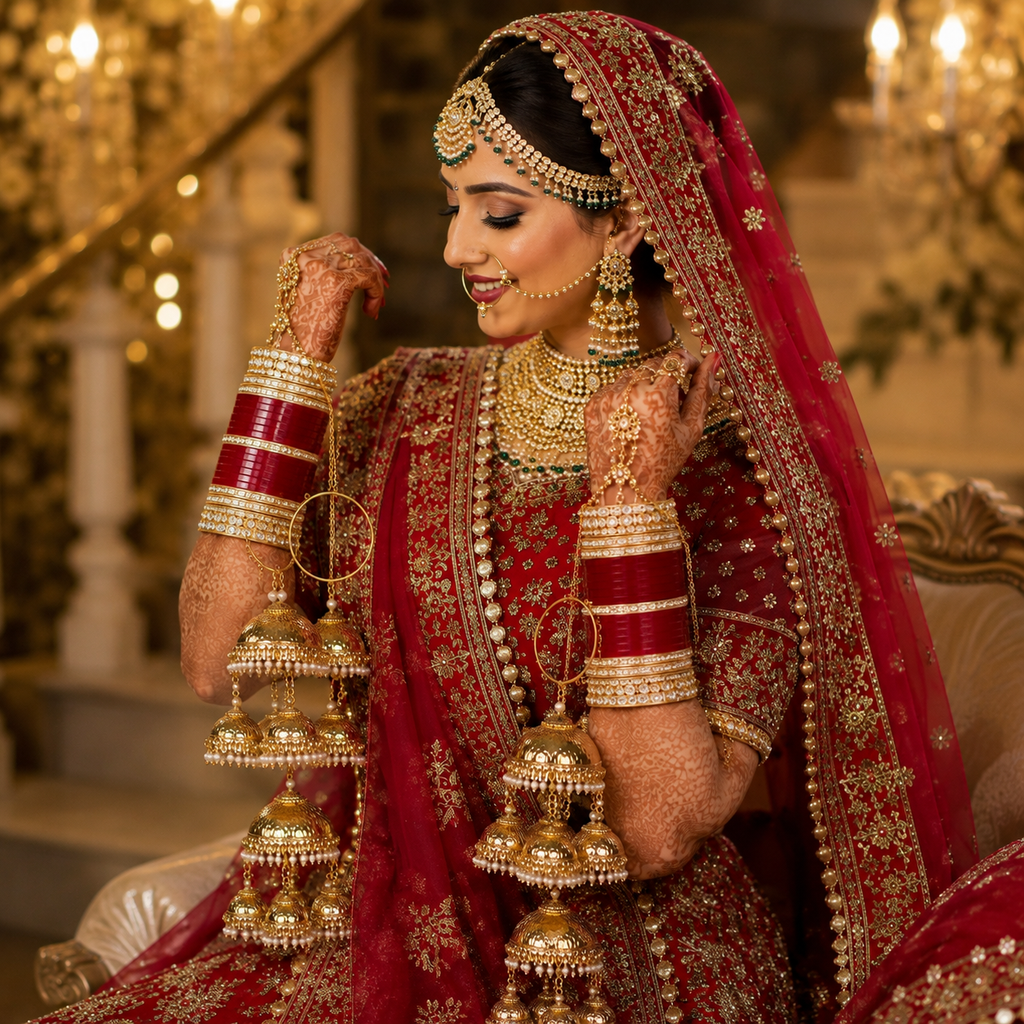 Imperial Textured Gold Multi-Tiered Chandelier Bridal Kaleerein