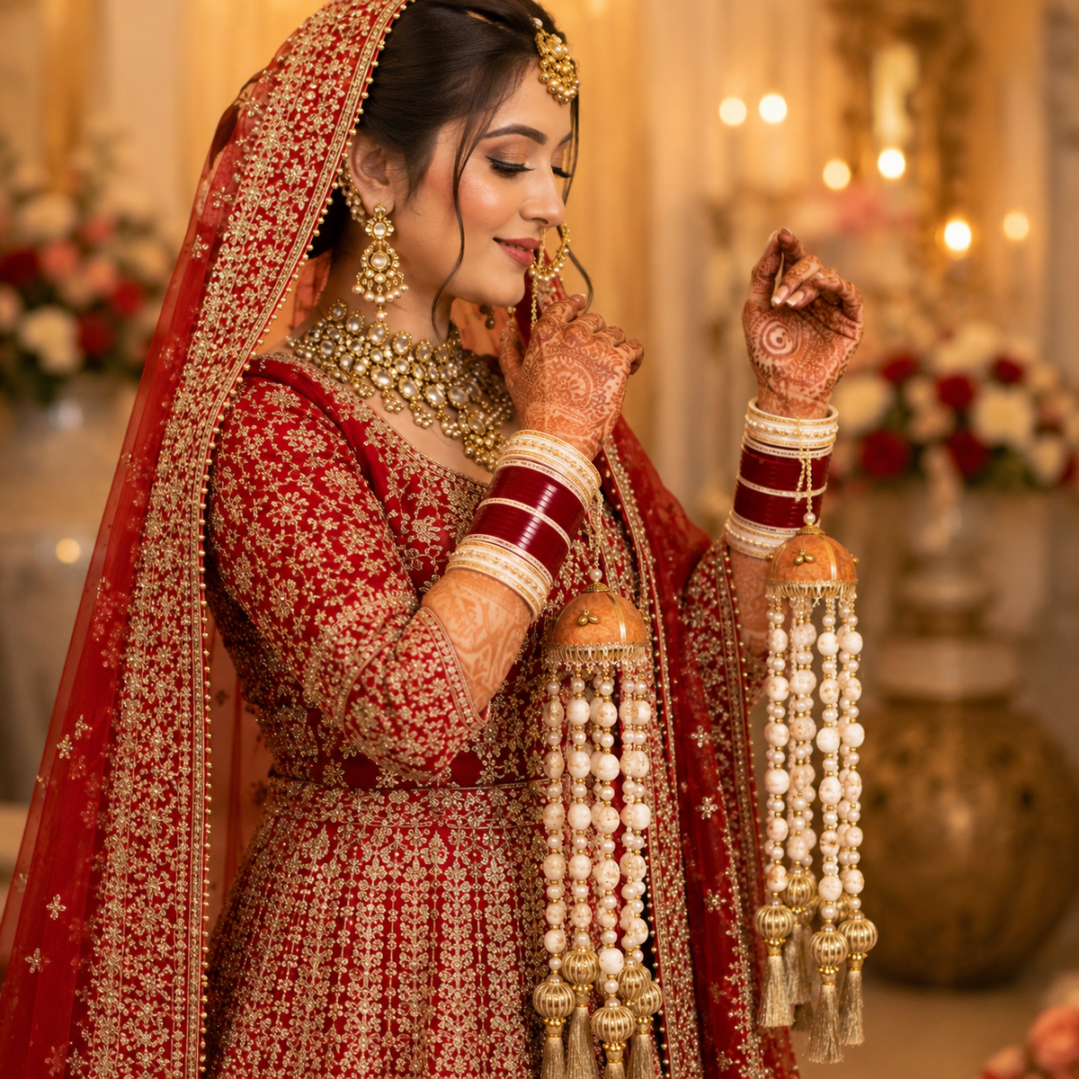 Rustic Coconut Shell, Makhana & Metallic Tassel Eco-Bridal Kaleerein