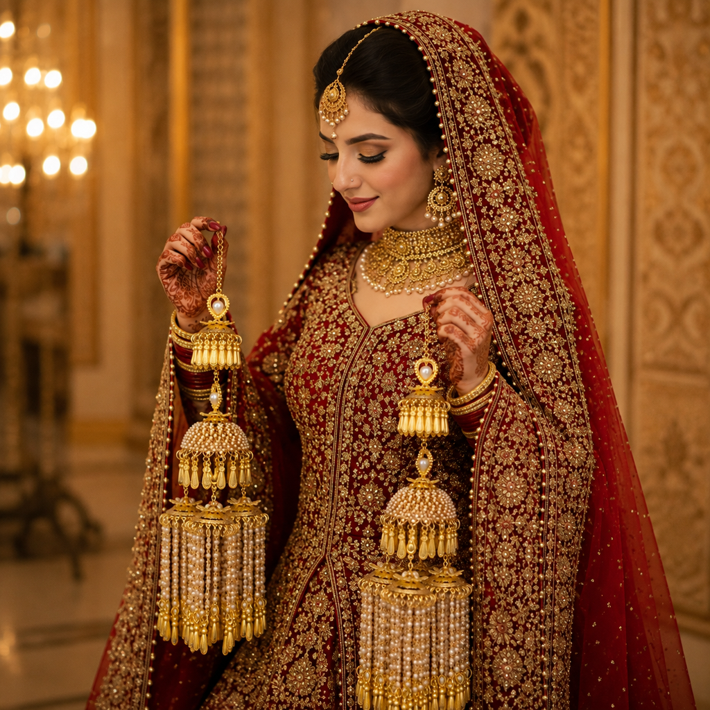 Vintage Floral Chandelier Pearl & Gold Leaf Bridal Kaleerein