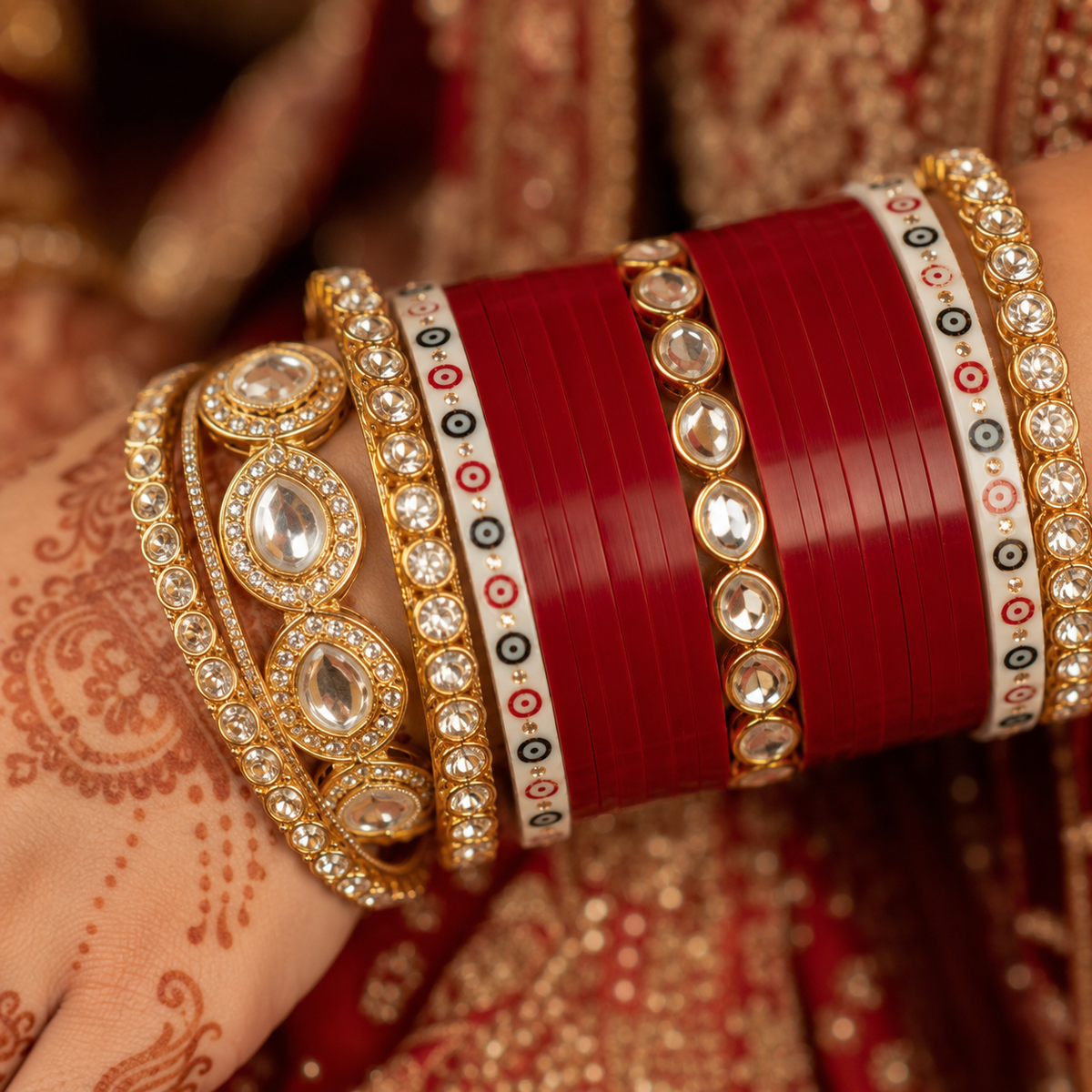 Royal Kundan & Evil Eye Accent Bridal Chooda Set